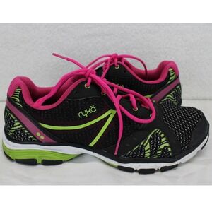 Ryka Vida RZX Running Shoes Athletic‎ Gym Sneakers Black Pink Green Size 9 M